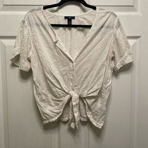 Gap white button down crop top